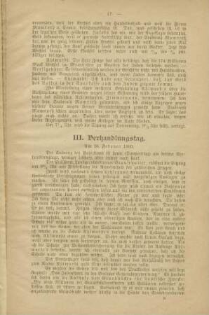 III. Verhandlungstag am 18. Februar 1892
