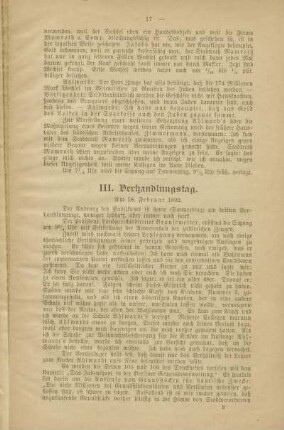 III. Verhandlungstag am 18. Februar 1892