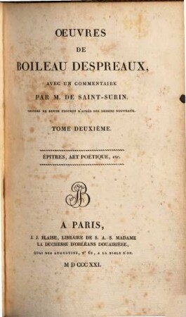 Oeuvres de Boileau Despréaux. 2, Épitres, art poétique ...