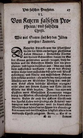 VI. Von Ketzern falschen Propheten und falschen Christi