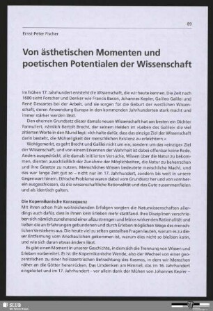 Von ästhetischen Momenten und poetischen Potentialen der Wissenschaft