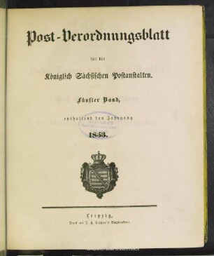 5.1853: Post-Verordnungsblatt für die Königlich Sächsischen Postanstalten
