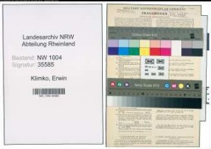 Entnazifizierung Erwin Klimko , geb. 10.04.1905 (Bueroangestellter)