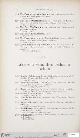 Arbeiten in Stein, Horn, Perlmutter, Lack etc. (Nr. 2293-2335)