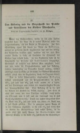 IV. Das Nekrolog und die Verzeichnisse der Pröbste und Aebtissinnen des Klosters Wienhausen
