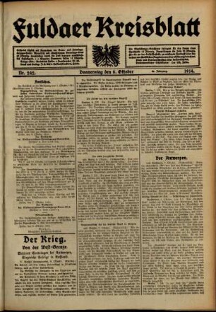 Ausgabe vom Donnerstag, den 08. Oktober 1914.