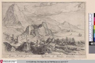 [Bergige Landschaft mit Haus im Vordergrund; Mountainous Landscape with House in Foreground]