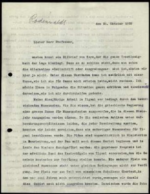 W. Wrede an G. Rodenwaldt