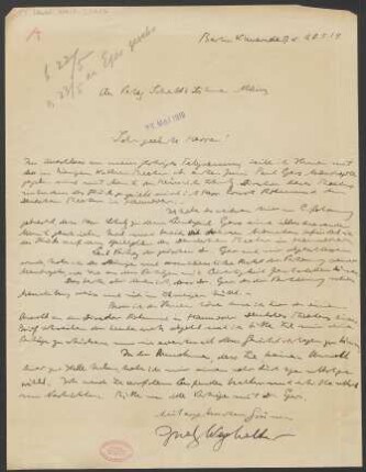 Brief an B. Schott's Söhne : 20.05.1919