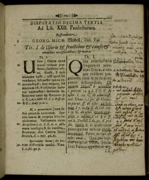 Disputatio Decima Tertia ad Lib. XXII. Pandectarum