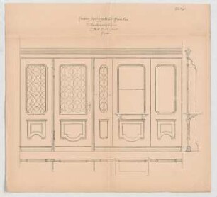Thiersch, Friedrich von; München; Justizpalast - Schalterabschluss 1. OG (Ansicht, Grundriss, Schnitt)