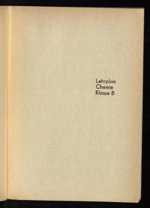 Lehrplan Chemie Klasse 8