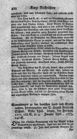 Sammlungen zu den deutschen Land- und Stadtrechten. T.1.2.