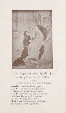 Religiöses Heftchen: „Schwester Theresia vom Kinde Jesu zu den Füssen des hl.Vaters“