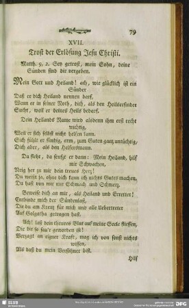 XVII. Trost der Erlösung Jesu Christi