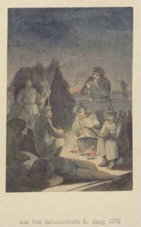 Biwakfeuer mit Blick auf Straßburg 1870