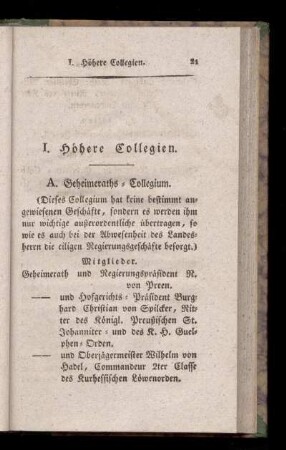 I. Hoehere Collegien.