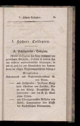 I. Hoehere Collegien.