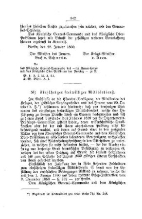 Einjähriger freiwilliger Militärdienst : [II. Gymnasien und Realschulen]