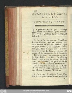 Quartier De Canal Regio. Troisieme Journée.