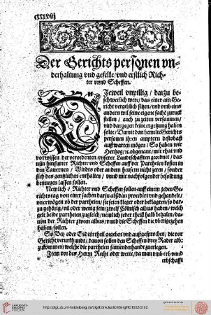 Der Gerichts personen vnderhaltung vnd gefelle