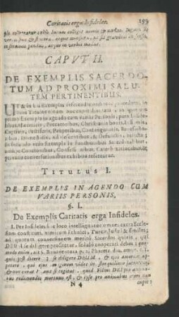 Titulus I. De Exemplis In Agendo Cum Variis Personis.