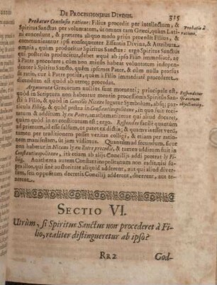 Sectio VI. Utrùm, si Spiritus Sanctus non procederet à Filio, realiter distingueretur ab ipso?