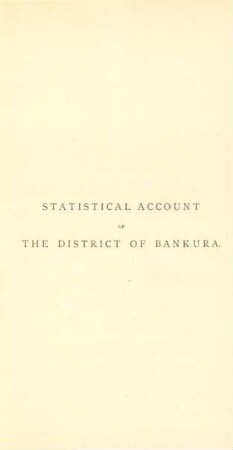 Statistical account of the District of Bankura