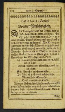 Das XXXIII. Capitel. Von der Fürsichtigkeit.