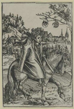 Reitender Prinz vor der Veste Coburg