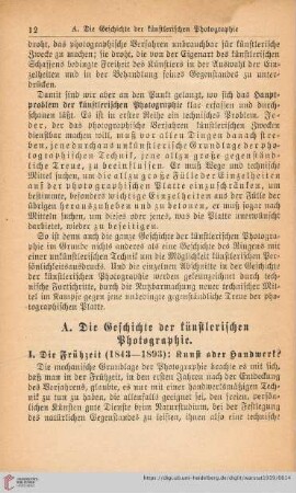 A. Die Geschichte der künstlerischen Photographie