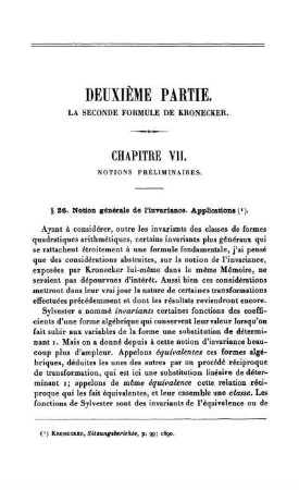 Deuxième Partie. La Seconde Formule de Kronecker.