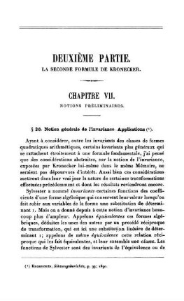 Deuxième Partie. La Seconde Formule de Kronecker.