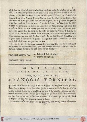 Maison [...] appartenante à Mr. le Comte Francois Tornieri