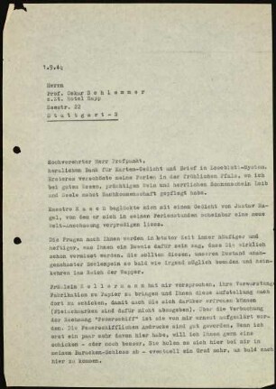 Hochverehrter Herr Profpunkt, herzlichen Dank für Karten-Gedicht...