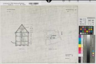 Münster (Münster) Gemeinschaftshaus der Universitätskliniken Hauptgebäude Blatt. 8 Schnitt, Lageplan 1955 1 : 100/500 41 x 56 kol. Pause Staatshochbauamt II für die Universität Münster 5.08