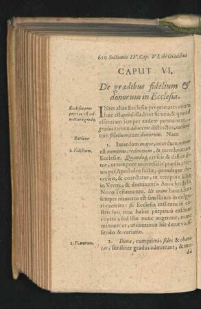 Caput VI. De gradibus fidelium & donorum in Ecclesia.
