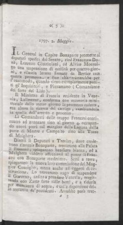 1797. 2. Maggio - 17. Maggio