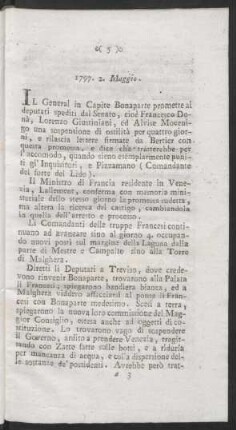 1797. 2. Maggio - 17. Maggio