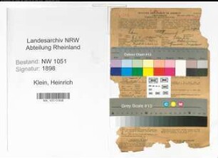 Entnazifizierung Heinrich Klein , geb. 02.04.1901 (Haendler)