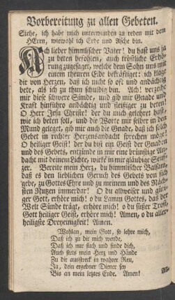 Vorbereitung zu allen Gebeten
