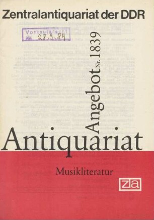 Nr. 1839: Musikliteratur