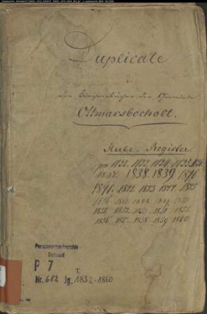 Kirchenbuchduplikate der Katholischen Gemeinde Ottmarsbocholt (Todesfälle 1832-1860). (Gemeinde: Ottmarsbocholt, Katholische Gemeinde)