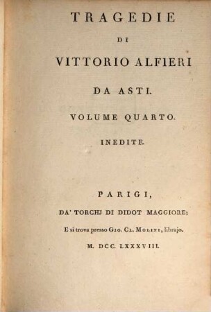 Tragedie Di Vittorio Alfieri Da Asti, 4. Inedite