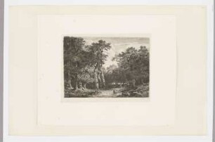 Landschaft mit zwei Figuren, durch einen Wald laufend, Blatt 10 der Folge "Radierversuche I"
