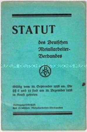 Statut des deutschen Metallarbeiterverbandes