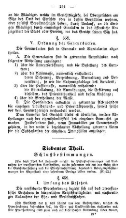 Siebenter Theil. Schlußbestimmungen.