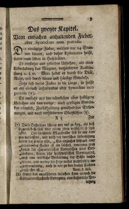 Das zweyte Kapitel. Vom einfachen anhaltenden Fieber, oder Synochus non putrida.