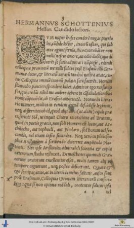 Hermannus Schottenius Hessus Candido lectori