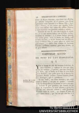 Capitulo Sexto. Del patio de los evangelistas.